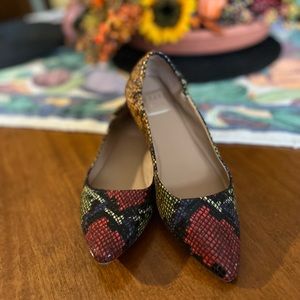 Kaar blue- multi colored snake skin flats